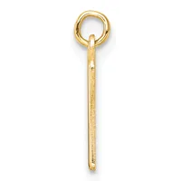 A gold-colored metal pendant consisting of a long rectangular bar with a small stamped hallmark, suspended from a round loop at the top.