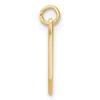 A gold pendant charm consisting of a textured rectangular bar with a loop attached at the top.