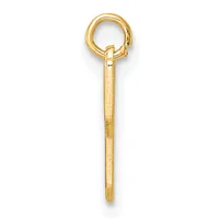A gold-colored metal eye hook with a textured shaft and a small stamped hallmark, shown against a white background.