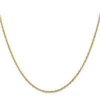 A gold-toned chain necklace with a twisted rope link design displayed against a white background.