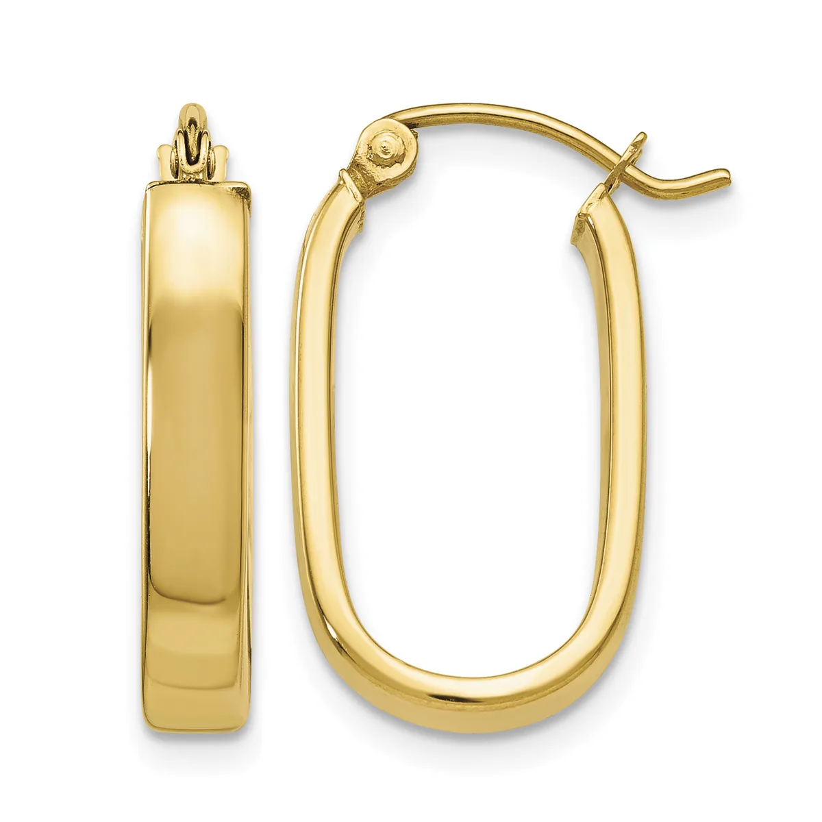 3.5mm Gold Polished Oval Hoop Earrings — 14 KT Yellow