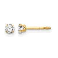 3mm CZ Screwback Earrings — 3 mm · 14 KT Yellow · White
