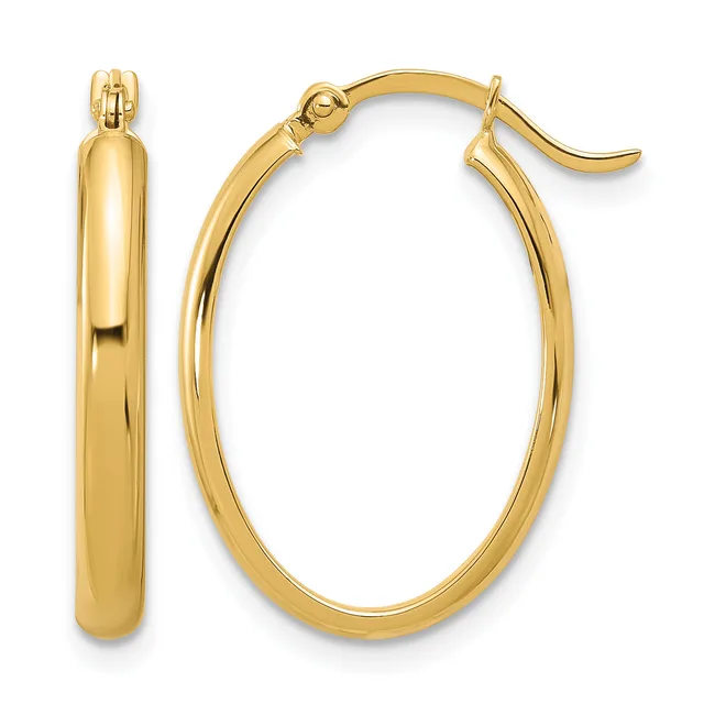 3mm Gold Oval Tube Hoop Earrings — 14 x 17 mm · 14 KT Yellow