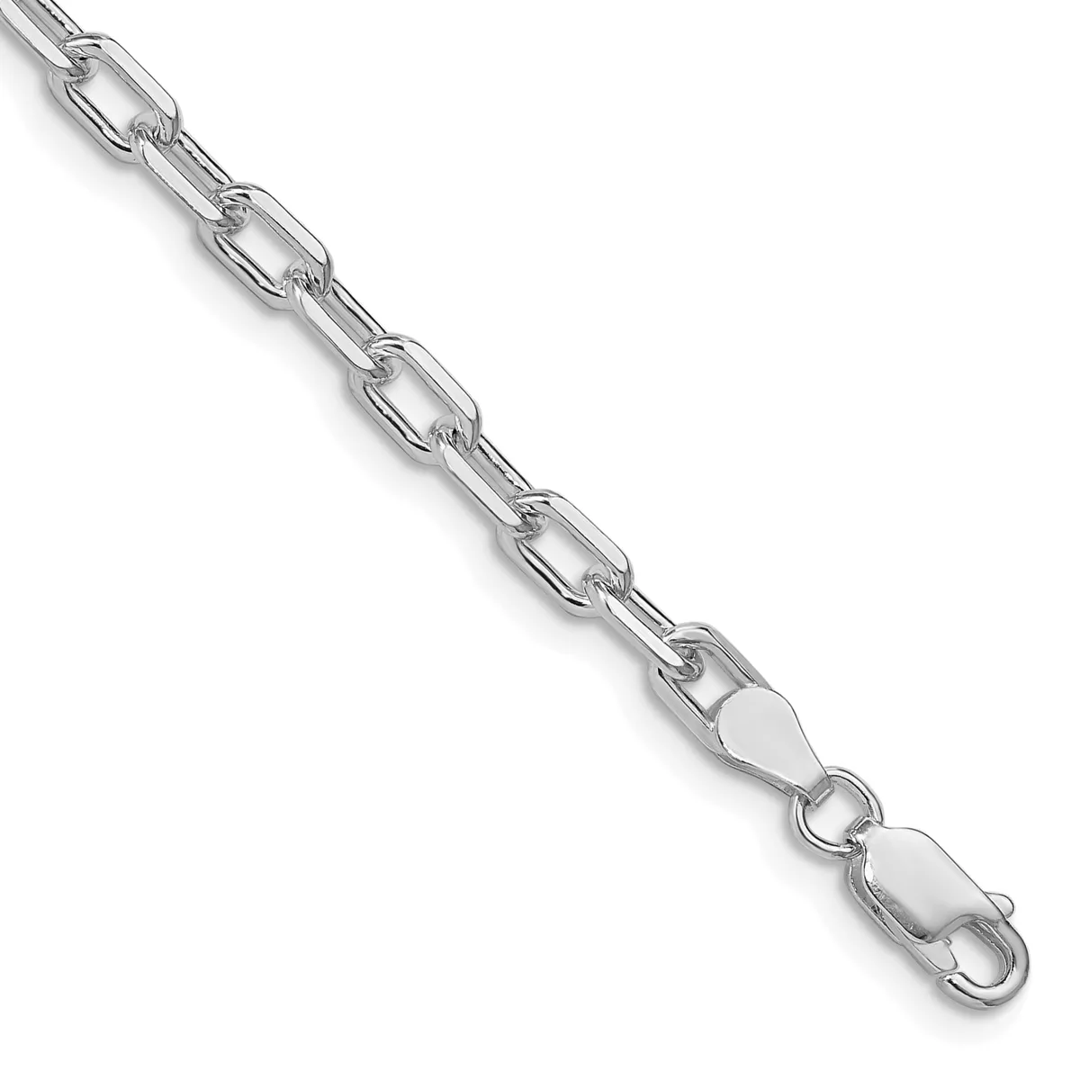 Amore La Vita Sterling Silver Rhodium-plated Solid 4.3mm Diamond-cut 7 inch Open Link Cable with Lobster Clasp Charm Bracelet — 7 · Sterling Silver · 6 mm