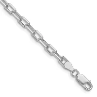Amore La Vita Sterling Silver Rhodium-plated Solid 4.3mm Diamond-cut 7 inch Open Link Cable with Lobster Clasp Charm Bracelet — 7 · Sterling Silver · 6 mm