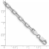 Silver-toned chain bracelet with oval links displayed next to a ruler showing the bracelet is approximately 1.5 inches wide and 7 inches long.