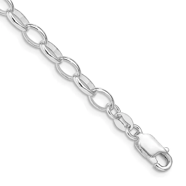 Amore La Vita Sterling Silver Rhodium-plated Solid 5mm 7 inch Rolo with Lobster Clasp Charm Bracelet — Sterling Silver · 7