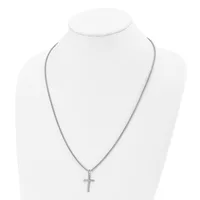 Stainless Steel Polished Cross Pendant on a 24 inch Box Chain Necklace — product photo
