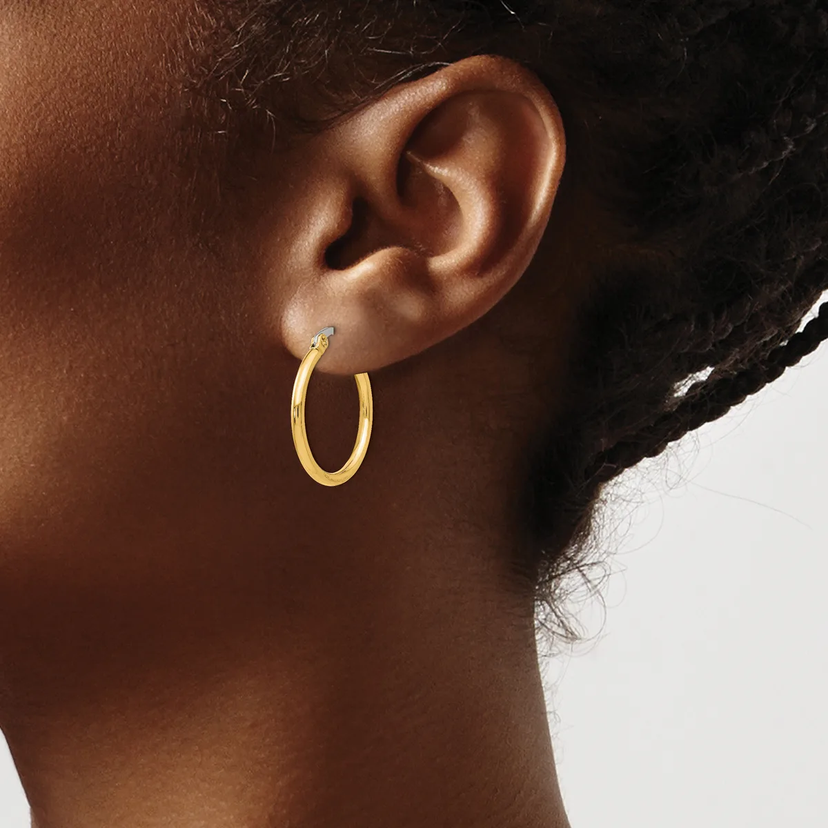 Stainless Steel Polished Yellow IP-plated 26mm Diameter 2mm Hoop Earrings — product photo