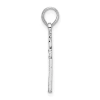 A silver keyring with a decorative textured shaft and a loop at the top for attaching keys.