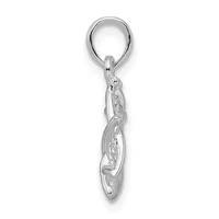 Silver-toned metal keyring charm with an oval loop at top and three interlocking oval pendants hanging below.