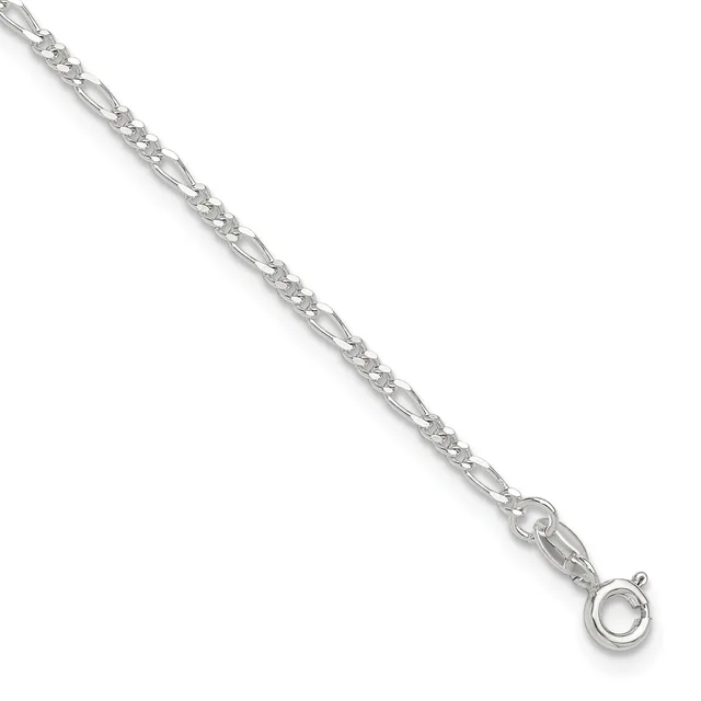 Diamond-Cut Figaro Chain — 9 in · Sterling Silver · 2 mm