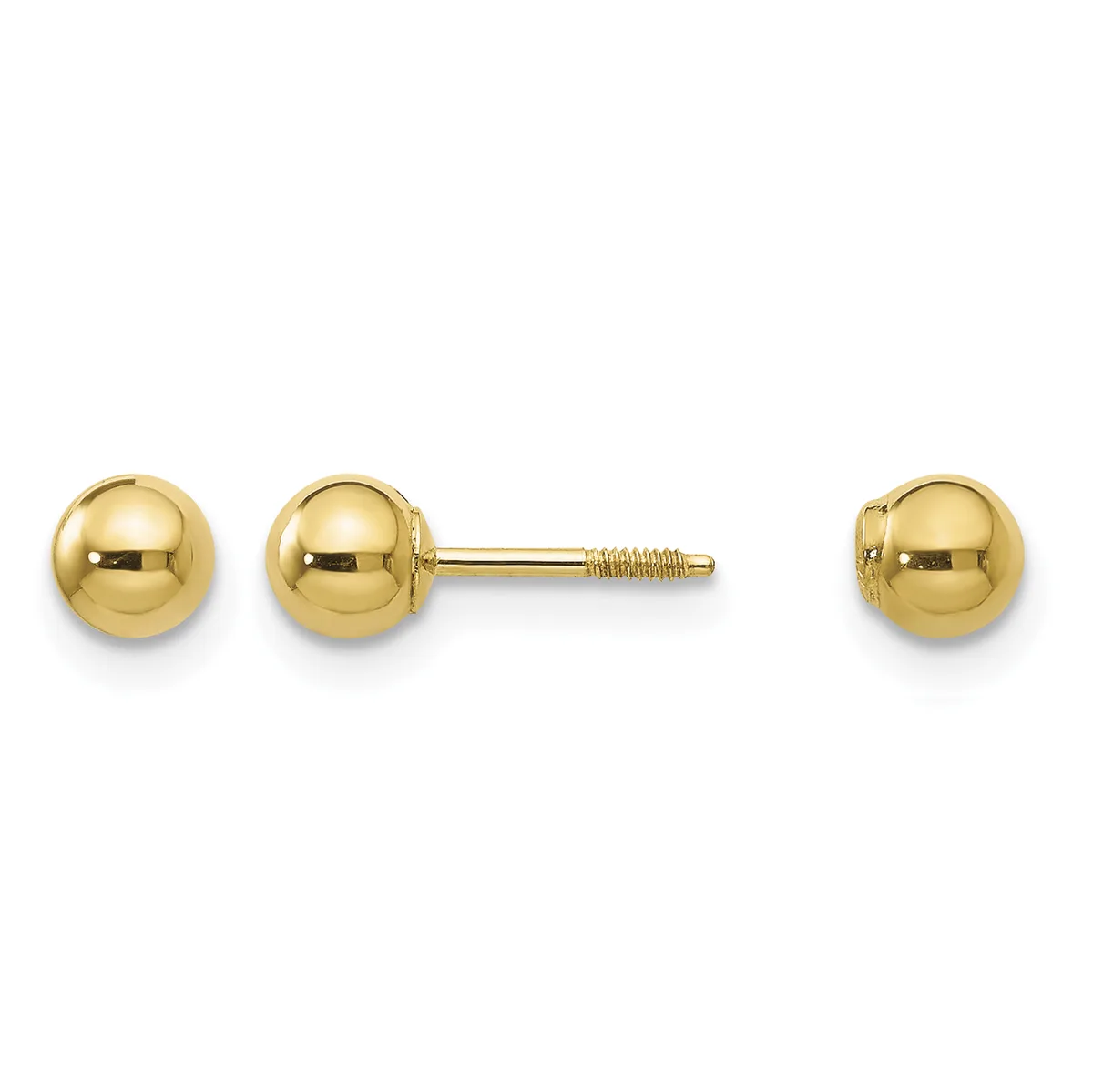 Double Ball Post Earrings — 4 mm · 14 KT Yellow