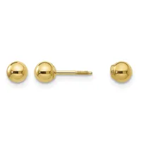 Double Ball Post Earrings — 4 mm · 14 KT Yellow