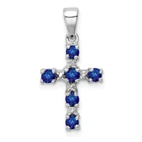 Gemstone & Diamond Cross Pendants — Sterling Silver · Blue Sapphire