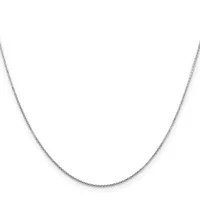 A thin silver chain necklace with a delicate link design, displayed against a white background.