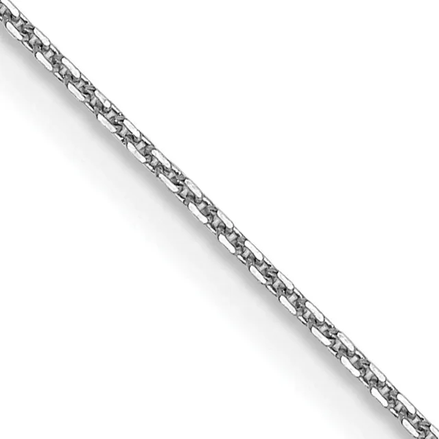 Gold (10K & 14K) Diamond-Cut Round Open Link Cable Chain — 14 in · 14 KT White · 0.8 mm