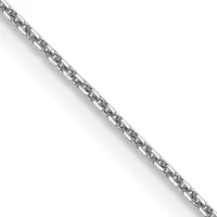 Gold (10K & 14K) Diamond-Cut Round Open Link Cable Chain — 14 in · 14 KT White · 0.8 mm