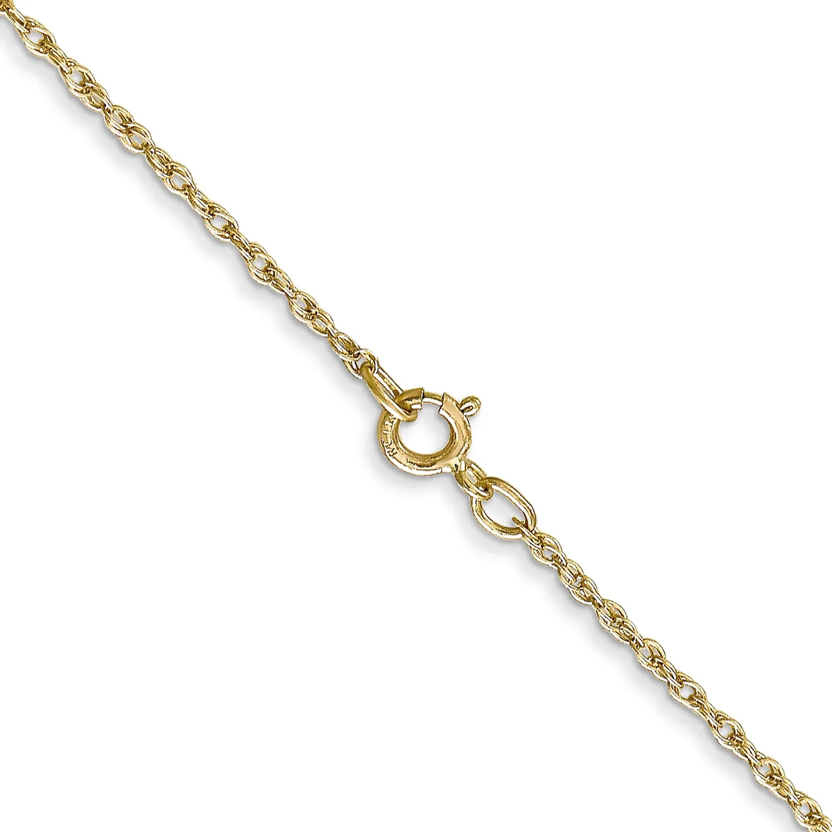 A gold chain necklace with a textured oval link pattern and a spring ring clasp, displayed diagonally against a white background.