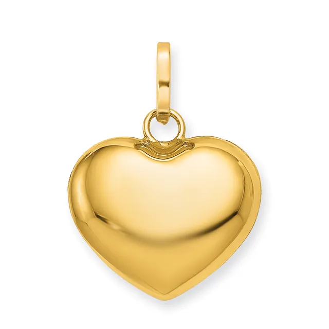 Gold 3D Polished Heart Charm — 14 KT Yellow