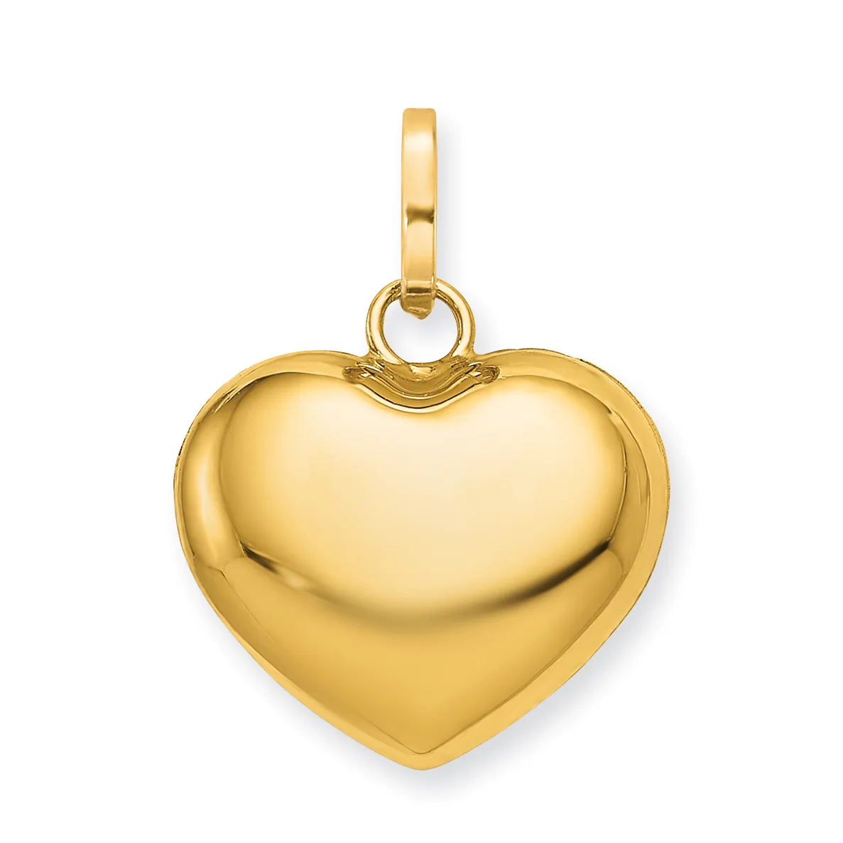 Gold 3D Polished Heart Charm — 14 KT Yellow
