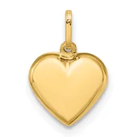 A polished gold heart-shaped pendant with a bail loop attached at the top.