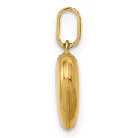 A polished gold-colored oval pendant with vertical ridging hangs from a matching oval loop bail.
