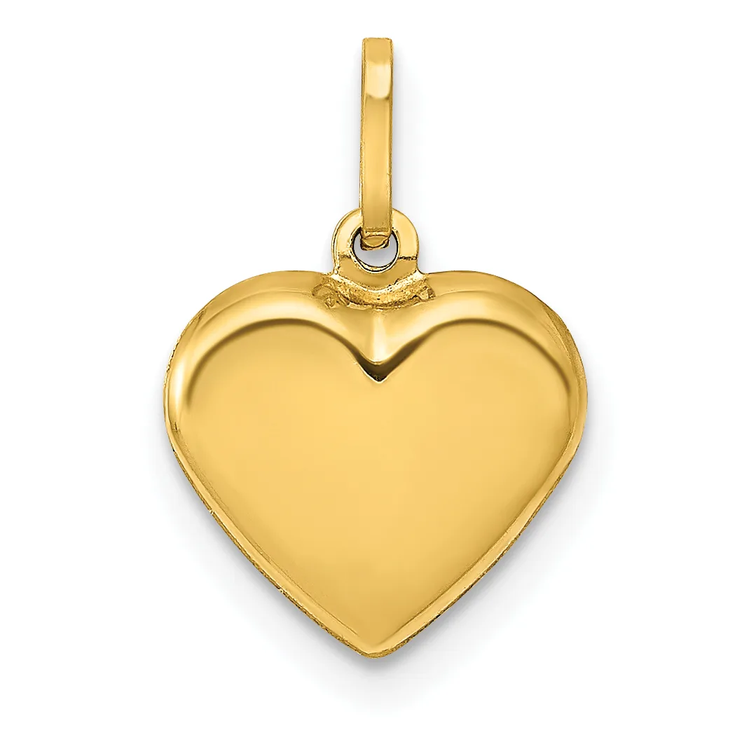 Gold 3D Puff Heart Charm — 14 KT Yellow