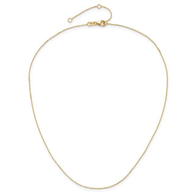 A delicate gold chain necklace with a lobster clasp and small circular link adjustment loop at the top.