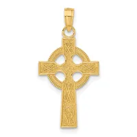 Gold Celtic Cross Pendant — 14 KT Yellow · 13 x 22 mm