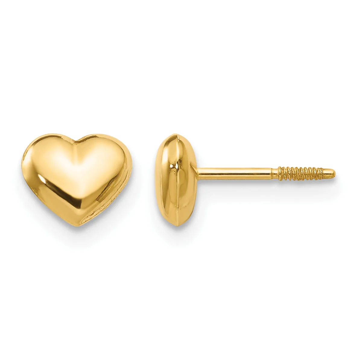 Gold Childrens Heart Post Earrings — 14 KT Yellow
