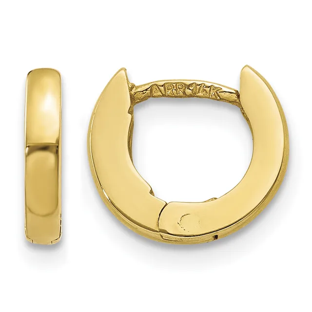 Gold Circle Hinged Hoop Earrings — 14 KT Yellow · 2 mm