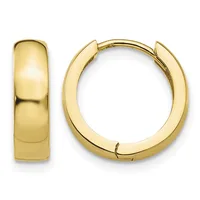 Gold Circle Hinged Hoop Earrings — 13.5 mm · 14 KT Yellow · 3 mm