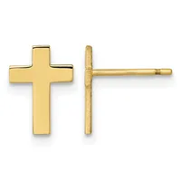 Gold Cross Post Earrings — 10 mm · 14 KT Yellow