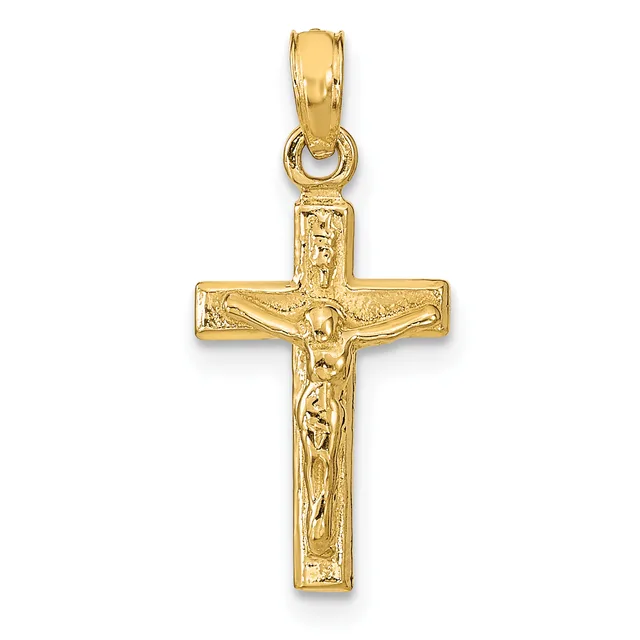 Gold Crucifix Pendant — 14 KT Yellow · 10 x 18 mm