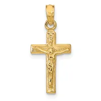 Gold Crucifix Pendant — 14 KT Yellow · 10 x 18 mm