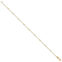 Gold-toned chain bracelet with evenly spaced small beads throughout, featuring a circular clasp at each end.