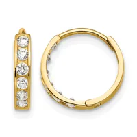 Gold CZ Hoop Earrings — 14 KT Yellow