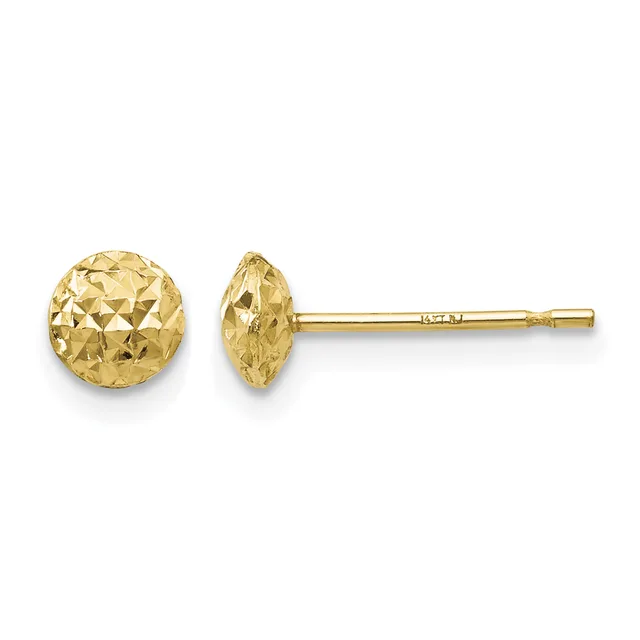 Gold Diamond-cut Button Post Earrings — 5 mm · 14 KT Yellow