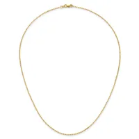 Gold-toned chain necklace with small oval links, displayed in a loop against a white background with a lobster clasp closure visible at the top.