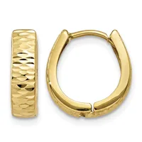 Gold Diamond-cut Hinged Hoop Earrings — 14 KT Yellow