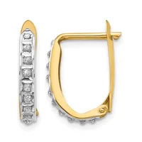 Gold Diamond Fascination Hinged Hoop Earrings — 14 KT Yellow