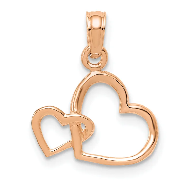 Gold Double Heart Pendant — 10 KT Rose