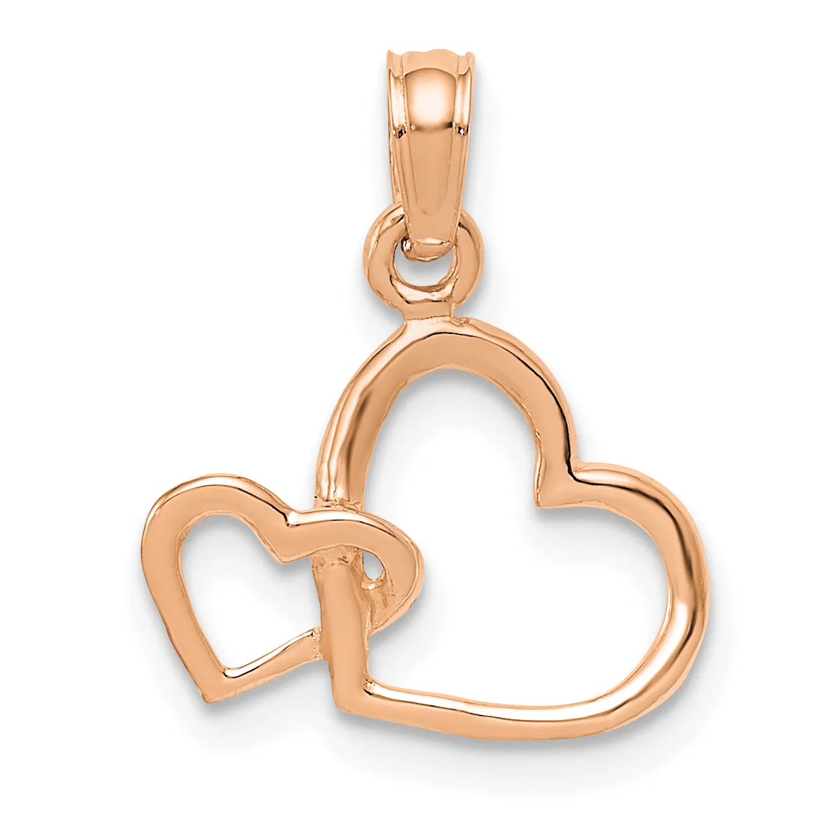 Gold Double Heart Pendant — 10 KT Rose