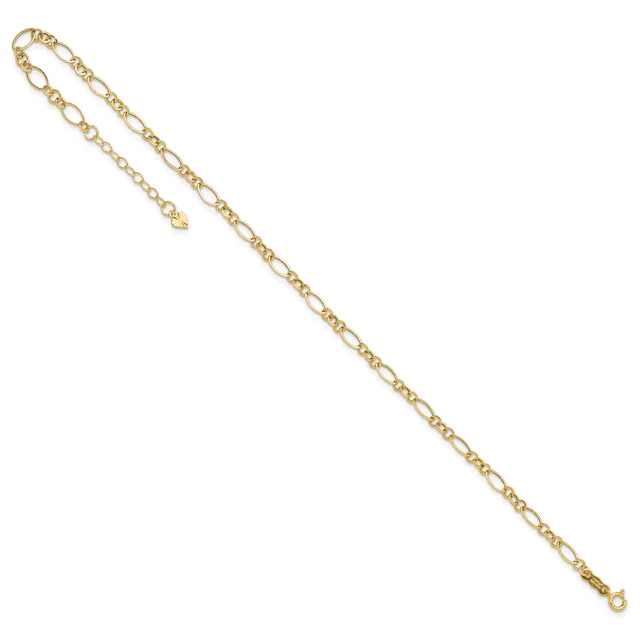 Gold-toned chain bracelet with oval and rectangular link pattern, displayed diagonally with a small lobster clasp clasp visible at the top.