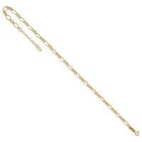 Gold-toned chain bracelet with oval and rectangular link pattern, displayed diagonally with a small lobster clasp clasp visible at the top.