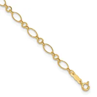 Gold Fancy Link Anklets with 1 inch extensions — 9 in · 14 KT Yellow