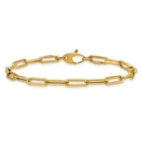 Gold-toned chain link bracelet with elongated oval links and a lobster claw clasp, displayed against a white background.
