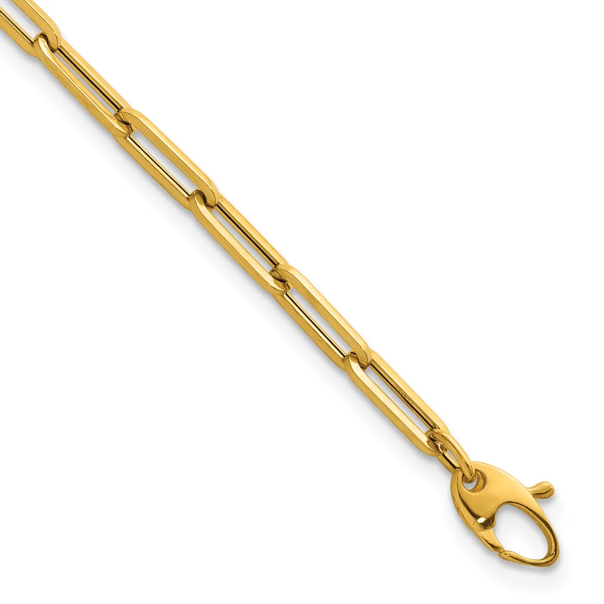Gold Flat 4mm Paperclip Bracelets — 7.5 in · 14 KT Yellow