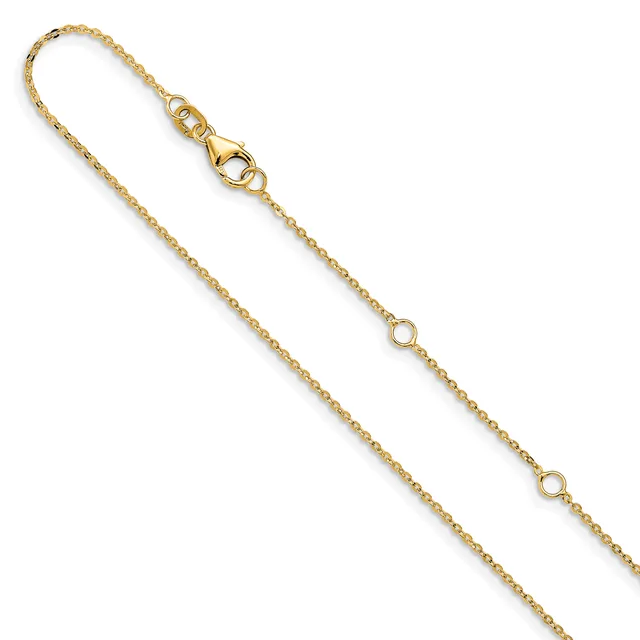 Gold Flat Cable Adjustable Chain — 16 in · 14 KT Yellow · 1.2 mm
